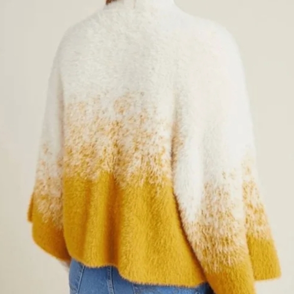 Anthropologie Akemi + Kin Senna Eyelash Open Front Mustard Cardigan One Size - Picture 8 of 8